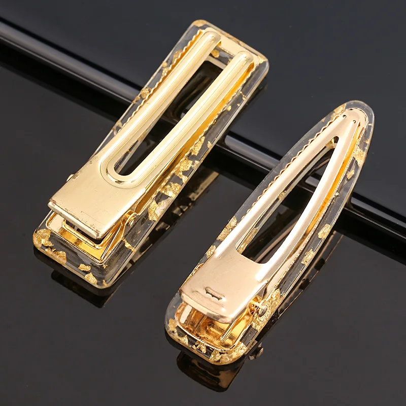 New Fashion Hollow Geometric Waterdrop Acrylic Women Hair Clips Shiny Tin Foil Sequins Hairpins Girls Hair Accessories Headwear