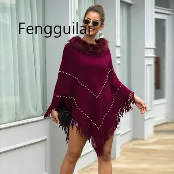 FENGGUILAI New Sweaters 2020 Faux Fur Collar Pullovers Autumn Winter Knitted Outwears Elegant Beading Cloaks Purple Tassel Wrap 
FENGGUILAI New Sweaters 2020 Faux Fur Collar Pullovers Autumn Winter Knitted Outwears Elegant Beading Cloaks Purple Tassel Wrap