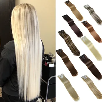 DIANQI clip in hair extension 16 clips long blonde 22 inches straight heat resistant synthetic hair color for woman
DIANQI clip in hair extension 16 clips long blonde 22 inches straight heat resistant synthetic hair color for woman