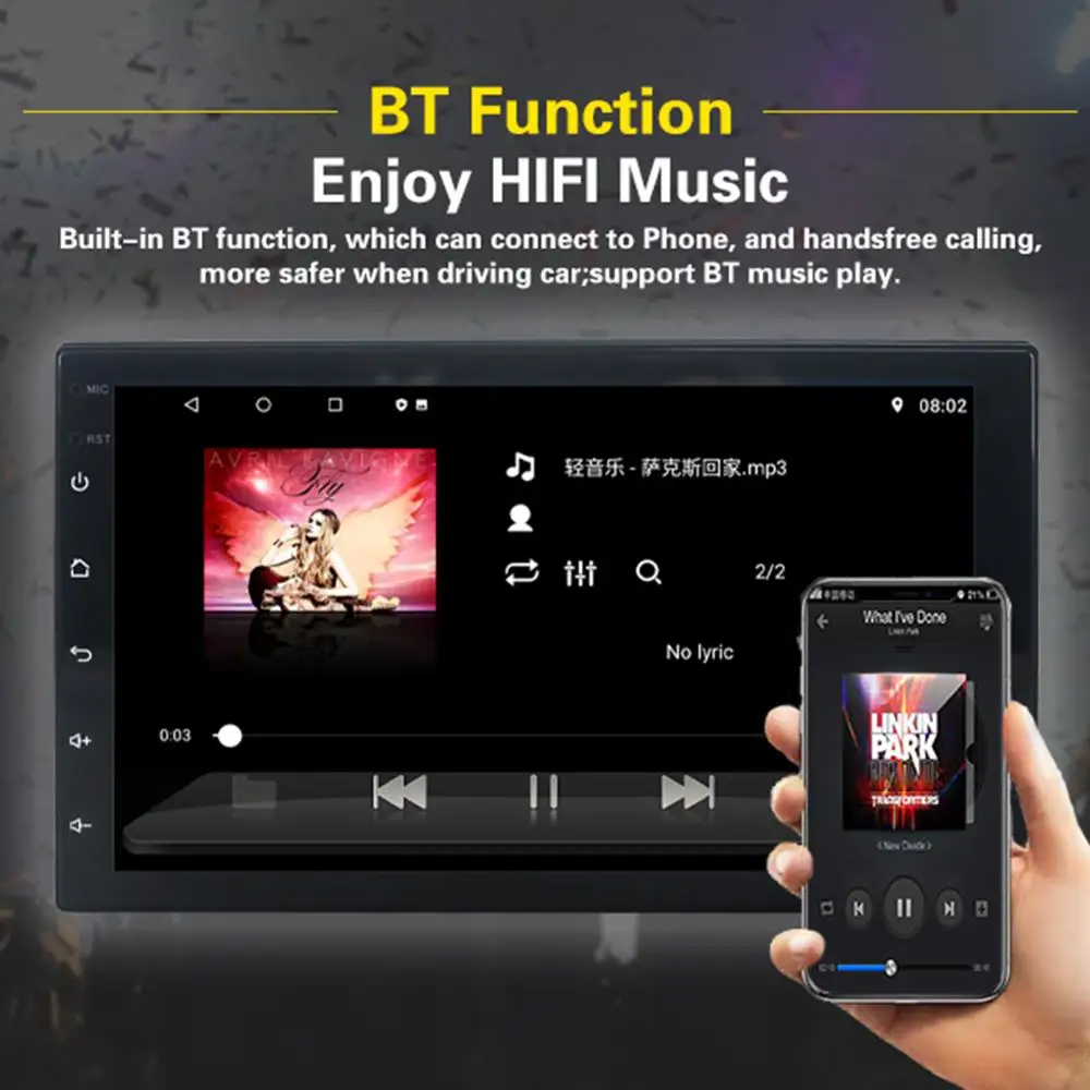 Автомобильный Универсальный Bluetooth двойной Din In Dash MP5/4/3 стереоплеер с GPS 7 дюймовый