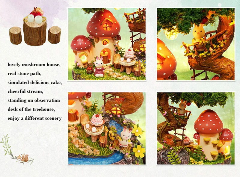 DIY Dollhouse Rotate Music Box Miniature Assemble Kits Doll House With Furnitures Wooden House Toys for Children Birthday Gift (13)