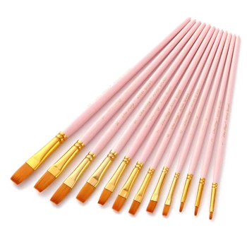12pcs Nylon Hair Wooden Handle Flat Watercolor Paint Brush Pen DIY Oil Acrylic B95C
12pcs Nylon Hair Wooden Handle Flat Watercolor Paint Brush Pen DIY Oil Acrylic B95C