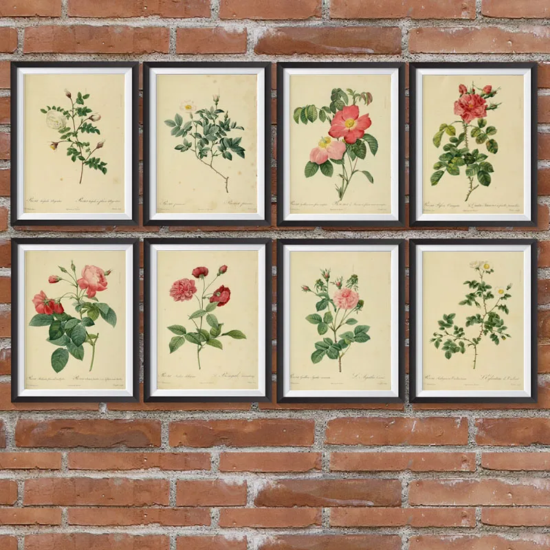 Ботанический плакат винтажные настенные картины с цветами растениями старинная