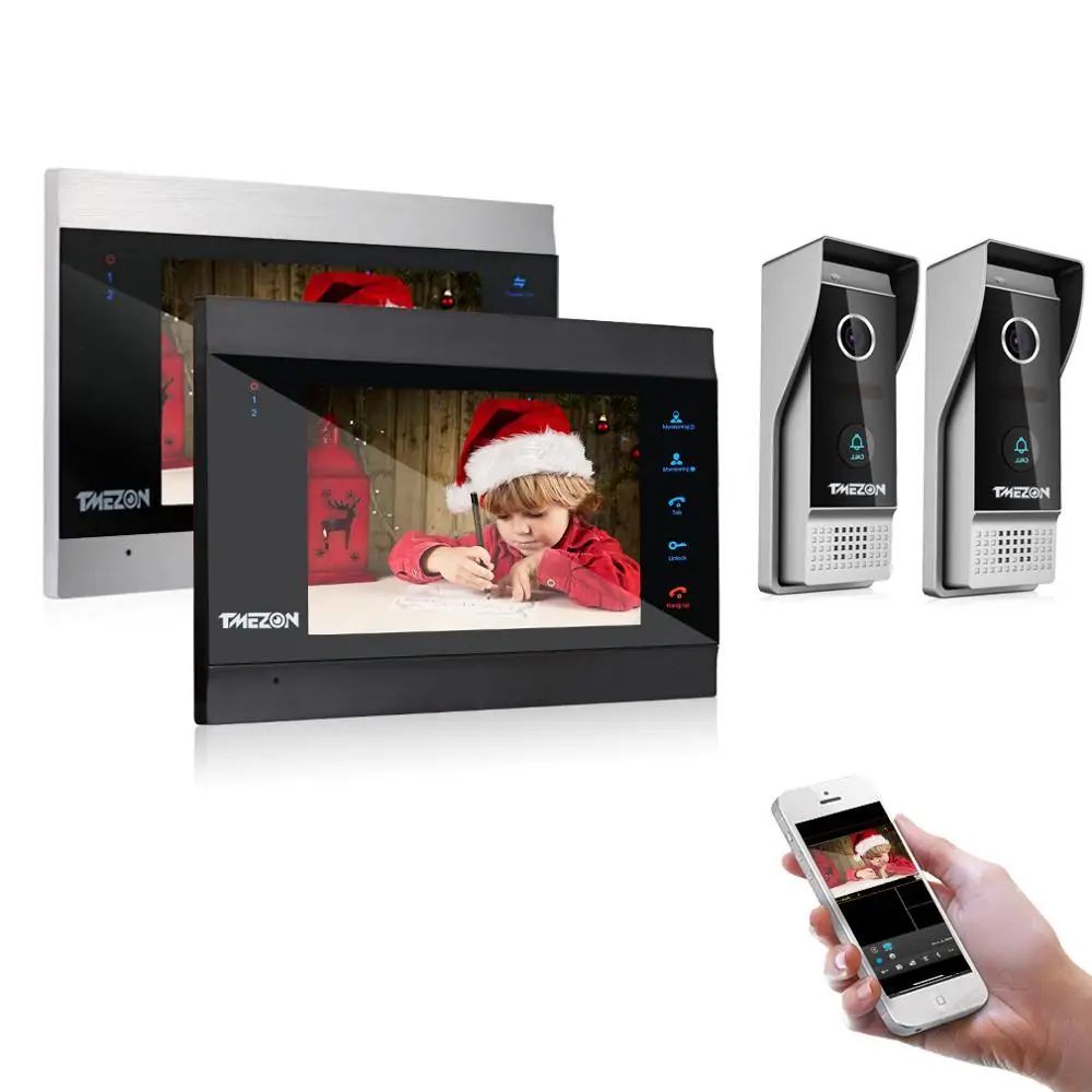 TMEZON 7 Inch Wireless/Wifi Smart IP Video Door Phone Intercom System with 2 Night Vision Monitor + 2 Rainproof Doorbell Camera
TMEZON 7 Inch Wireless/Wifi Smart IP Video Door Phone Intercom System with 2 Night Vision Monitor + 2 Rainproof Doorbell Camera