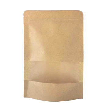 

Kraft Zip Lock Stand Up Bags Pouches with Notch and Matte Window,Food Bag, 6.3X8.6 Inches,5.7Oz,Pack of 50