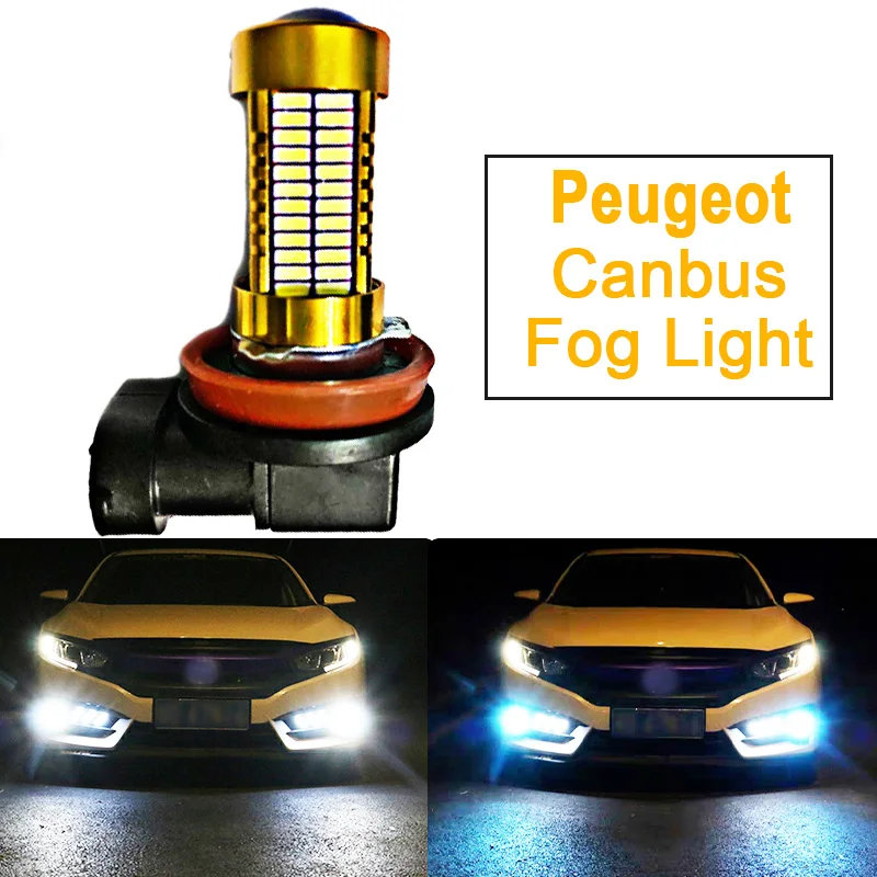 

2pcs Canbus LED Fog Light Lamp Bulb H8 H11 H16 HB4 HB3 H10 Auto For peugeot 206 307 sw 407 partner 508 308 406 301 5008 2008 408