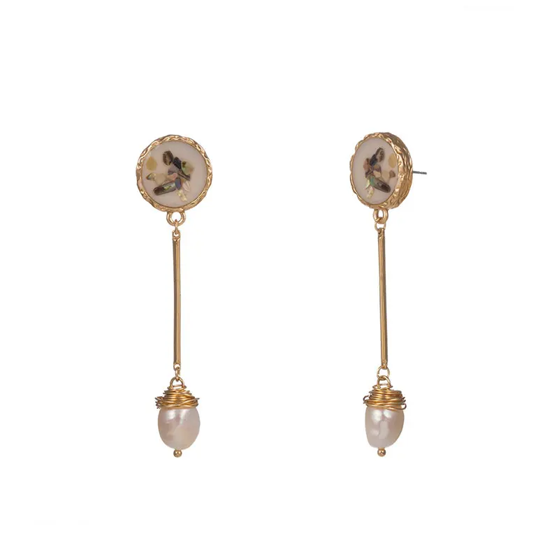 

Natural Geometry Colour Shell Pearl Earring luxury designer jewelry women mens earrings jewelry stud earing NE1137