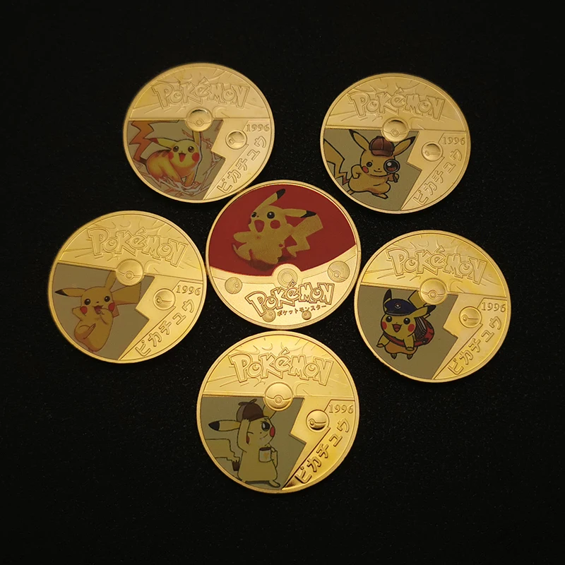 Очень милые японские Карманные монстры Pokemon позолоченные монеты с животными из