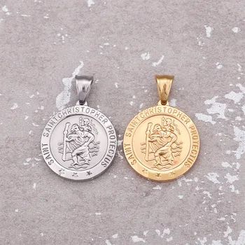 Silver Color/Golden Stainless Steel Saint Christopher Protect Us Medal Charms Metal Catholicism Charm Wholesale 10pcs
Silver Color/Golden Stainless Steel Saint Christopher Protect Us Medal Charms Metal Catholicism Charm Wholesale 10pcs