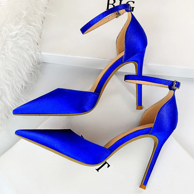 Фото Женские туфли-лодочки на высоком каблуке 10 см синие с блестками 34-43 | Обувь
