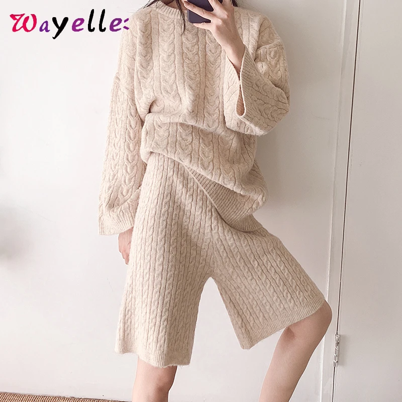 Korean O-Neck Sweater Women Autumn Winter Basic 2 Piece Suit Basic Vintage Pullovers Crop Top+ Loose Short Sweater Pant Women
Korean O-Neck Sweater Women Autumn Winter Basic 2 Piece Suit Basic Vintage Pullovers Crop Top+ Loose Short Sweater Pant Women