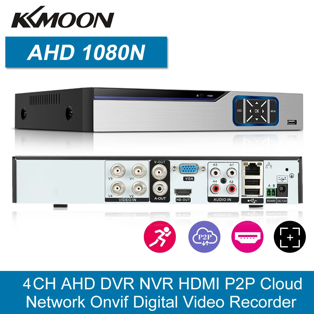 4 канальный 1080P Гибридный 5 в 1 DVR цифровой видеорегистратор P2P с дистанционным