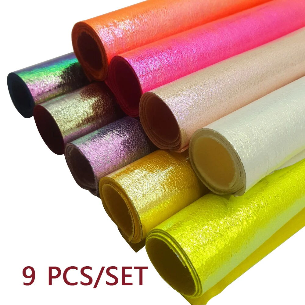 9pcs 22*30cm Synthetic Leather Neon Color Rainbow Burst Crack Materials Faux DIY Decorative HairBow HandBag Shoes Fabric Sheets
9pcs 22*30cm Synthetic Leather Neon Color Rainbow Burst Crack Materials Faux DIY Decorative HairBow HandBag Shoes Fabric Sheets