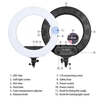 fosoto 18 Inch Photographic Lighting 100W Led Ring Light Video Lamp Ringlight With Mirror For Phone Camera Youtube Makeup
fosoto 18 Inch Photographic Lighting 100W Led Ring Light Video Lamp Ringlight With Mirror For Phone Camera Youtube Makeup