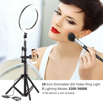Andoer 10 Inch LED Video Ring Light Photography Lamp 3 Lighting Modes 3200-5600K Dimmable USB Powered for YouTube Live Video 
Andoer 10 Inch LED Video Ring Light Photography Lamp 3 Lighting Modes 3200-5600K Dimmable USB Powered for YouTube Live Video