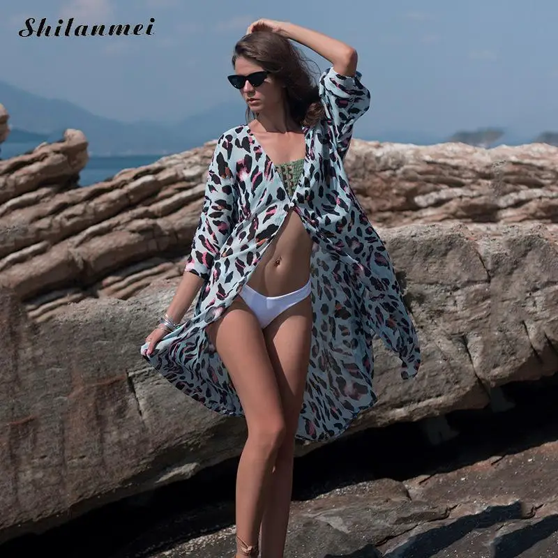 2020 Leopard Print Beach Dress Women 3/4 Ruffles Sleeve Chiffon One Piece Dress Boho Long Beachwear Female V-Neck Sexy Sundress
2020 Leopard Print Beach Dress Women 3/4 Ruffles Sleeve Chiffon One Piece Dress Boho Long Beachwear Female V-Neck Sexy Sundress