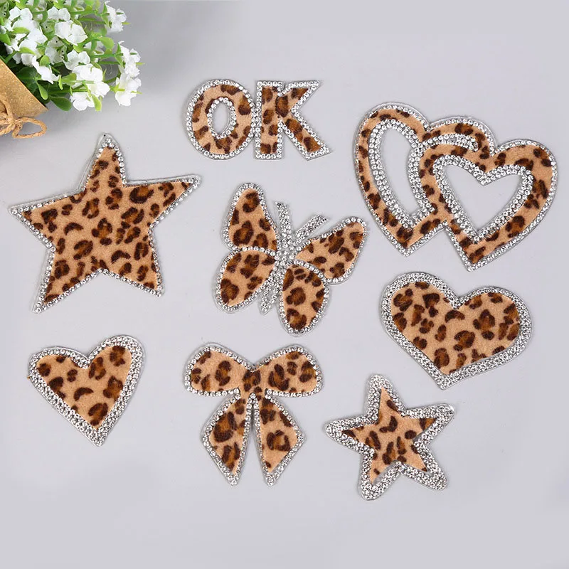 Leopard Style Rhinestone Patches Double Heart Iron-on Transfers Embroidery Patches On Clothing Badges Parches Washable
Leopard Style Rhinestone Patches Double Heart Iron-on Transfers Embroidery Patches On Clothing Badges Parches Washable