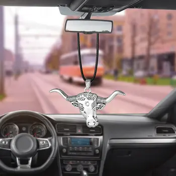 

Car Pendant OX Head Cattle Cow Head Ornaments Interior Rearview Mirror Decoration Hanging Decor Family Gifts Car Accessories