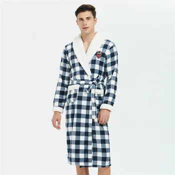 Thicken Plaid Nightgown Men Full Sleeve Coral Fleece Kimono Robe Gown Winter New Padded Sleepwear Casual Lounge Loose Bathrobe
Thicken Plaid Nightgown Men Full Sleeve Coral Fleece Kimono Robe Gown Winter New Padded Sleepwear Casual Lounge Loose Bathrobe