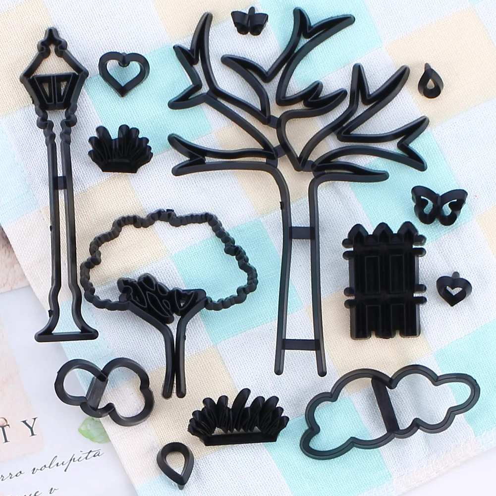 14pcs Baking Tools Park Trees Theme fondant cake stamper Printed biscuit plastic cutting die
14pcs Baking Tools Park Trees Theme fondant cake stamper Printed biscuit plastic cutting die