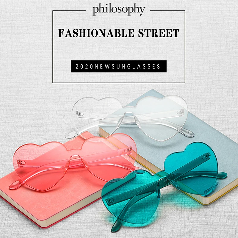 Oversized Herz Sonnenbrille Für Damen Uv Schutz Candy Farben_voghion.com