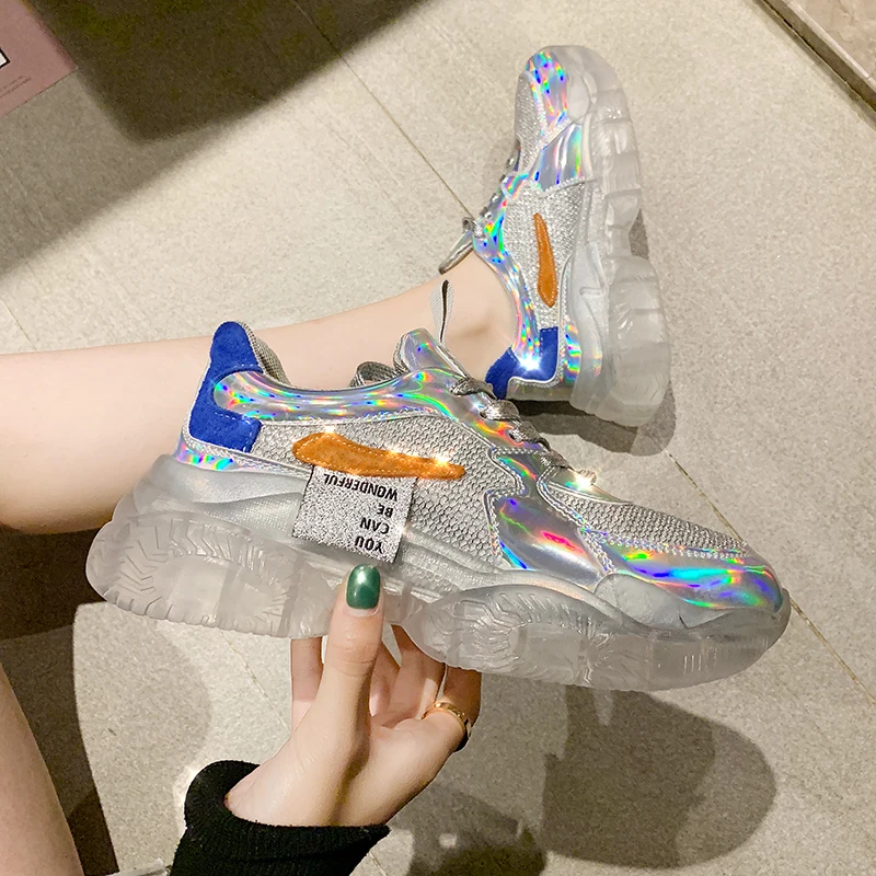 Women Chunky Glitter Sneakers Harajuku 