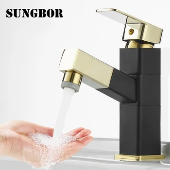 All copper basin hot and cold water faucet pull-out basin sink washbasin retractable bathroom cabinet black gold faucet 
All copper basin hot and cold water faucet pull-out basin sink washbasin retractable bathroom cabinet black gold faucet
