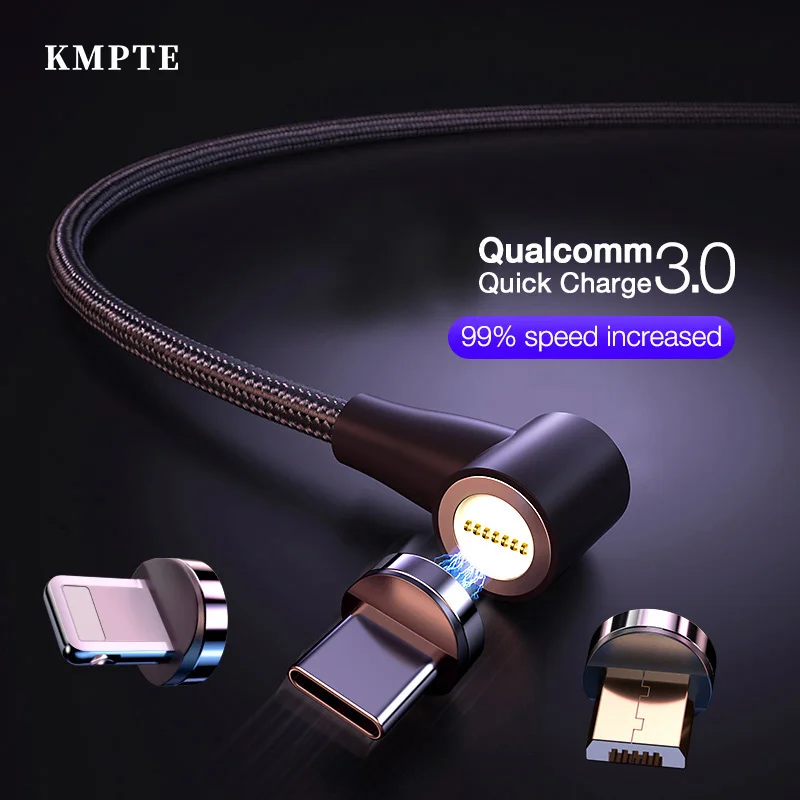 Магнитный USB кабель KMPTE 3A для быстрой зарядки Micro Type C iPhone X Samsung провод передачи