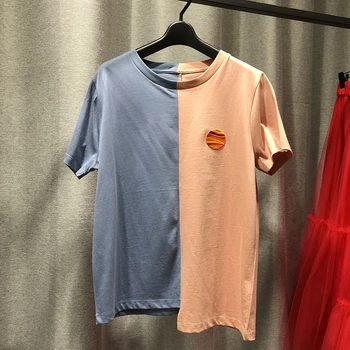 Woman T shirt Stitching Color Irregular Leisure Short Sleeves Pure Cotton New 2020 Short Personality Tshirts Women
Woman T shirt Stitching Color Irregular Leisure Short Sleeves Pure Cotton New 2020 Short Personality Tshirts Women