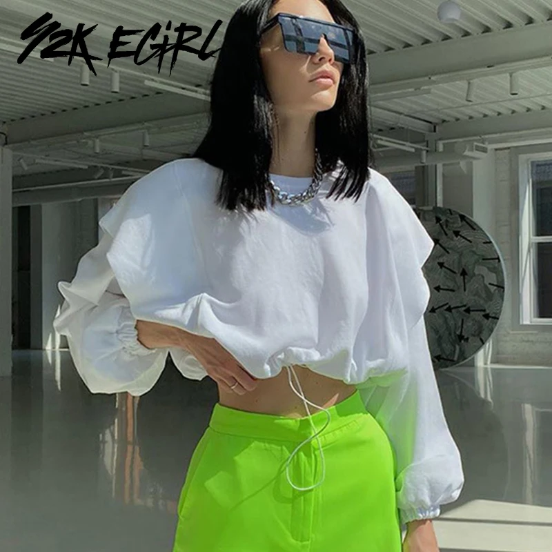 Y2K EGIRL Oversized Crewneck Long Sleeve Drawstring White Sweatshirts Casual Autumn Loosed Solid Cropped Top 90s Streetwear New
Y2K EGIRL Oversized Crewneck Long Sleeve Drawstring White Sweatshirts Casual Autumn Loosed Solid Cropped Top 90s Streetwear New
