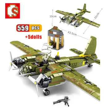 SEMBO 559Pcs Military Ju-88 Bombing Plane Military Helicopter Building Blocks Model Bricks Kit Toy Educational Toys For Children
SEMBO 559Pcs Military Ju-88 Bombing Plane Military Helicopter Building Blocks Model Bricks Kit Toy Educational Toys For Children