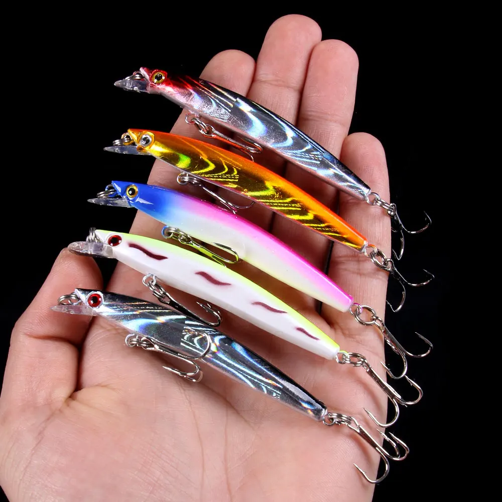 HENGJIA 5pcs/lot Hard Plastic Minnow Fishing Lure 8cm 5g Crankbait Swimbait Bass Pike Tackle 5 colors | Спорт и развлечения
