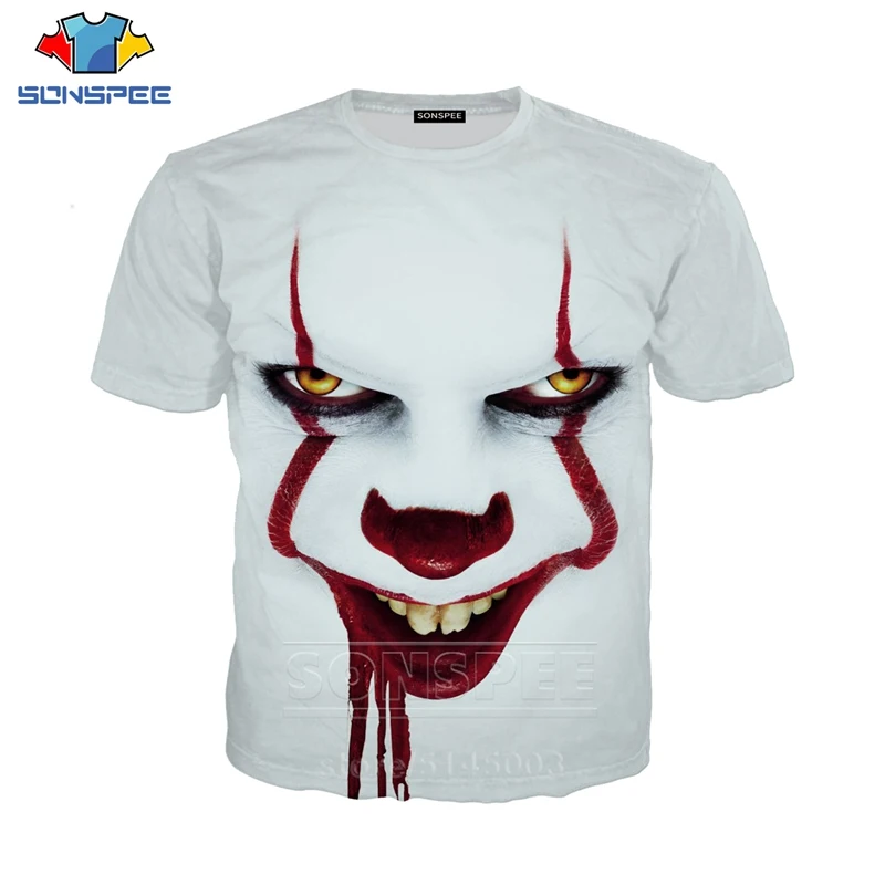 SONSPEE Summer Men Women Pennywise Sweatshirt 3D Print It Chapter Two T Shirt Short Sleeve Hip Hop Top O Neck Pullover C063-03
SONSPEE Summer Men Women Pennywise Sweatshirt 3D Print It Chapter Two T Shirt Short Sleeve Hip Hop Top O Neck Pullover C063-03
