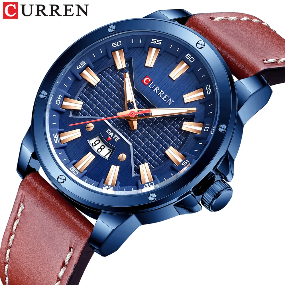 CURREN Fashion Blue Golden Quartz Watch Genuine Leather Waterproof Men Watches Luxury Brand Luminous Casual Business Date Clock
CURREN Fashion Blue Golden Quartz Watch Genuine Leather Waterproof Men Watches Luxury Brand Luminous Casual Business Date Clock