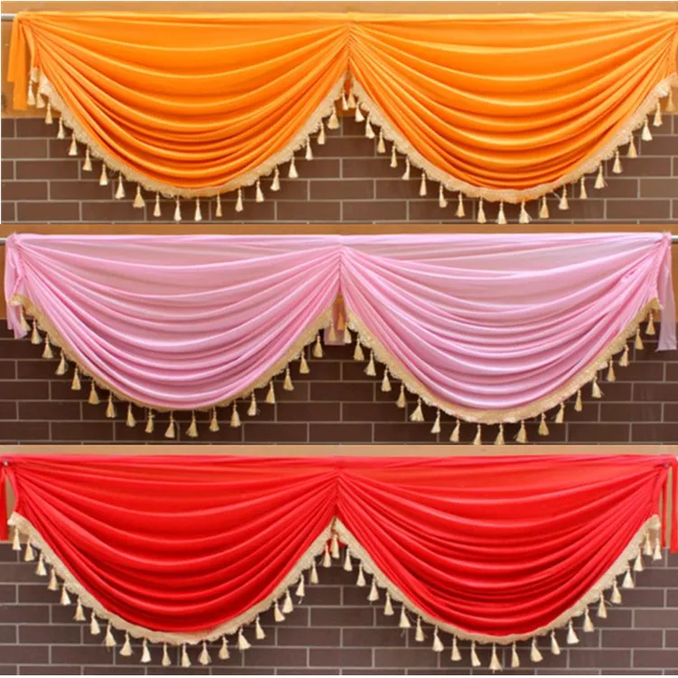 

Ice Silk Swag Drape Valance Include Tassel For Backdrop Curtain Wedding Stage Background Event Party Decoration