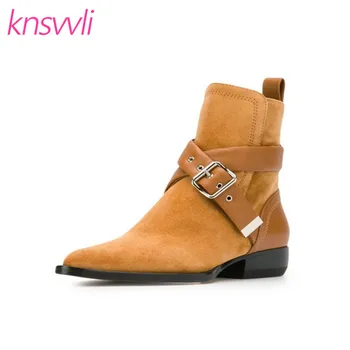 New Runway Cross Belt Buckle Ankle Boots For Women Pointed Toe Flat Short Boots Woman Black Camel Color Nubuck Botas Mujer
New Runway Cross Belt Buckle Ankle Boots For Women Pointed Toe Flat Short Boots Woman Black Camel Color Nubuck Botas Mujer