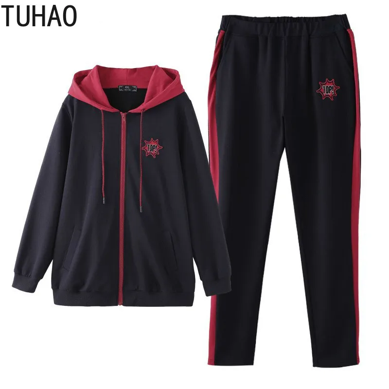 Костюм спортивный женский из двух предметов TUHAO Mom размера плюс 10XL 8XL 6XL 4XL с