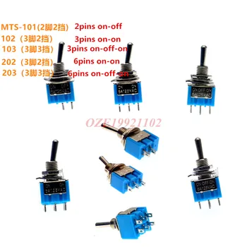 

100PCS SPDT Latching Toggle Switch 6A 125V MTS-102 103 MTS-202 203 3A 250 AC Mini 3 6PIN ON-ON ON-OFF-ON Rocker Switches