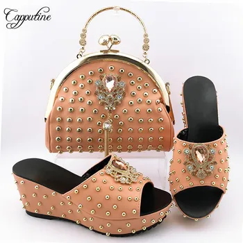 High class design peach African wedge heel pump shoes and bag sets nice matching for party dress QSL016 Heel Height 7.5cm
High class design peach African wedge heel pump shoes and bag sets nice matching for party dress QSL016 Heel Height 7.5cm
