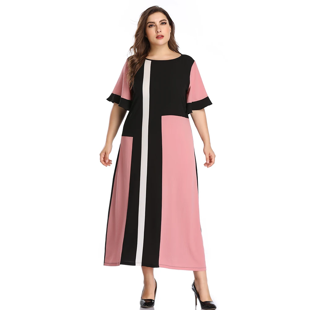 2019 Autumn Geometric collision color design Flare Short Sleeve Plus Size Colorblock Maxi Dress
2019 Autumn Geometric collision color design Flare Short Sleeve Plus Size Colorblock Maxi Dress