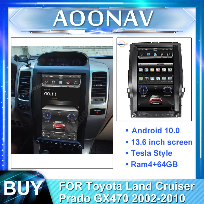 2din Android автомобильный Радио мультимедийный плеер для Toyota Land Cruiser Prado GX470 2002-2010