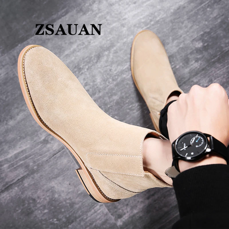 ZSAUAN New British Elegant Mens Chelsea Boots Pure Suede Leather Pointy Top Quality Men Boots Vintage Wood Sole Fall Men Shoes
ZSAUAN New British Elegant Mens Chelsea Boots Pure Suede Leather Pointy Top Quality Men Boots Vintage Wood Sole Fall Men Shoes