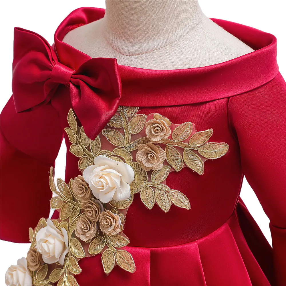 Flower Girls Dresses New Christmas Princess Dress Cute Kids Wedding Party Prom Gown Formal Children Clothing For Girls 10 Years (4)