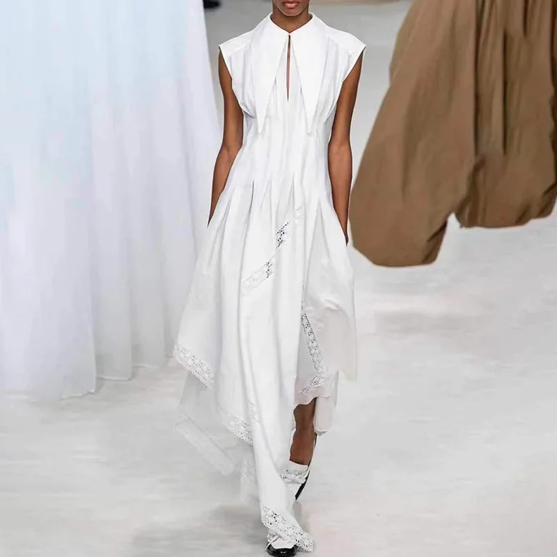 Europe And America Popular Brand Catwalk Models 2020 Spring New Style Fold-down Collar Non-symmetrical Waist Hugging Slimming 
Europe And America Popular Brand Catwalk Models 2020 Spring New Style Fold-down Collar Non-symmetrical Waist Hugging Slimming