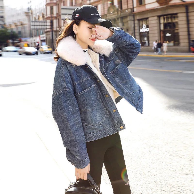 Ozhouzhan plus Velvet Warm Jeans Coat Women's Short 2019 New Style Fashion Short-height Loose-Fit Large Fur Collar Jacket
Ozhouzhan plus Velvet Warm Jeans Coat Women's Short 2019 New Style Fashion Short-height Loose-Fit Large Fur Collar Jacket