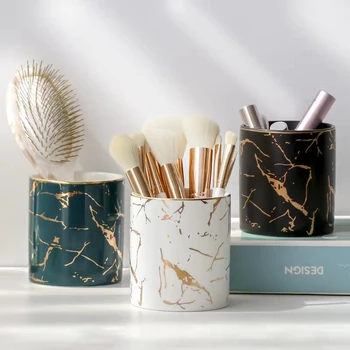 Nordic Ins Marble Pattern Pen Holder Cosmetic Brush Storage Box Makeup Brush Holder Ceramic Jar Home Table Decoration Container
Nordic Ins Marble Pattern Pen Holder Cosmetic Brush Storage Box Makeup Brush Holder Ceramic Jar Home Table Decoration Container