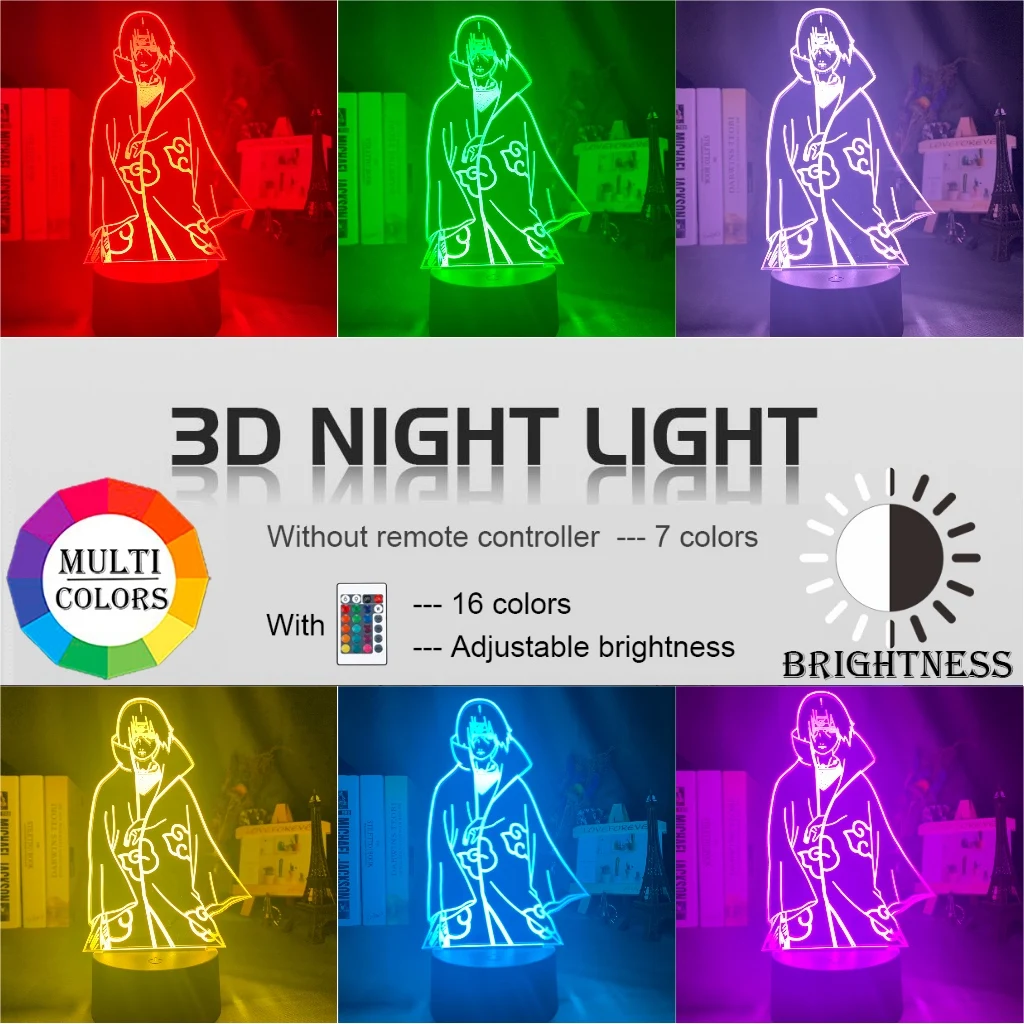 HY 3d Anime Light Itachi Uchiha Figure Led Colorful Nightlight for Home Decoration Cool Birthday Gift for Kids Night Lamp Naruto
HY 3d Anime Light Itachi Uchiha Figure Led Colorful Nightlight for Home Decoration Cool Birthday Gift for Kids Night Lamp Naruto
