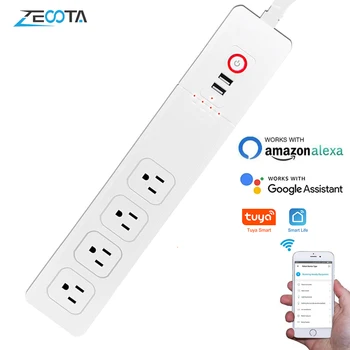 WiFi Smart Power Strip Outlets Electric US Plug 4 Way Sockets with USB Remote Voice Control Surge Protector by Alexa Google Home
WiFi Smart Power Strip Outlets Electric US Plug 4 Way Sockets with USB Remote Voice Control Surge Protector by Alexa Google Home