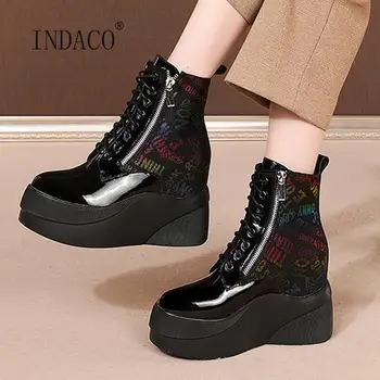 Women Boots Winter Wedges Platform Ankle Boots For Women Patent Leather Print Height Increased Boots Warm Shoes
Women Boots Winter Wedges Platform Ankle Boots For Women Patent Leather Print Height Increased Boots Warm Shoes
