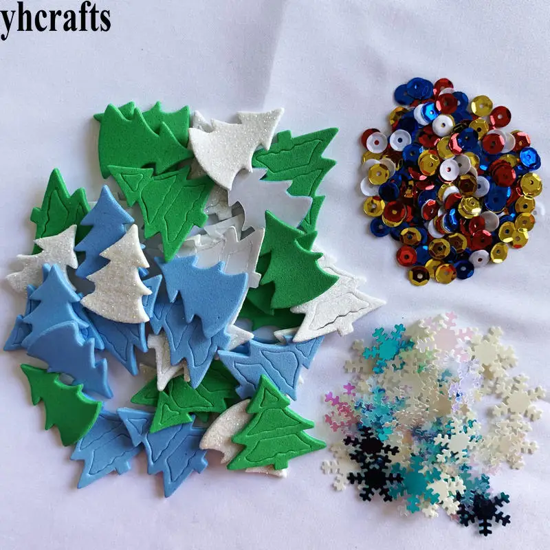 Фото 1bag/LOT Mix glitter Christmas tree foam stickers snowflake sequins crafts bag Kindergarten diy toys Wall decoration class OEM | Игрушки и